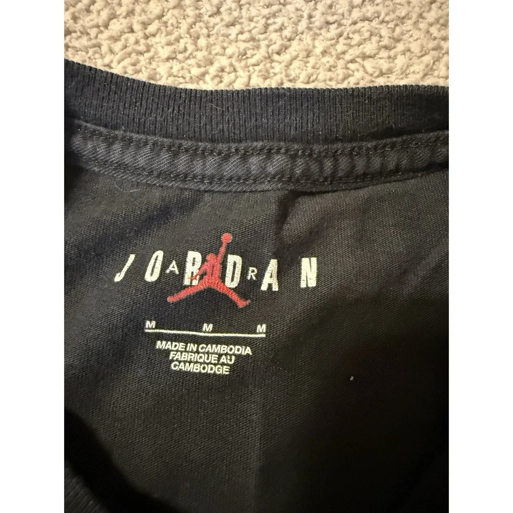 Air Jordan Stretch Tee Men's Sz Med Short Sleeve Spell Out Logo Black Crew Neck